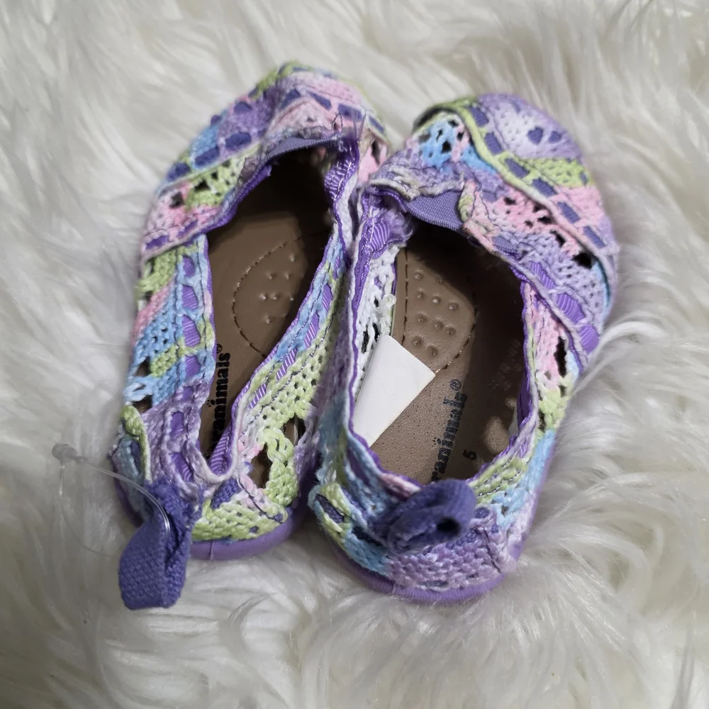 Kids Crochet Slip-On Shoes in Pastel Multi - Unbranded
